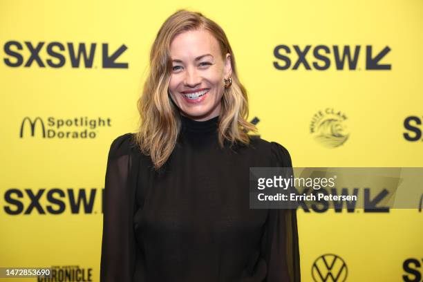 Yvonne Strahovski attends "Scrambled" during the 2023 SXSW Conference and Festivals at Alamo Drafthouse Cinema South Lamar on March 11, 2023 in...