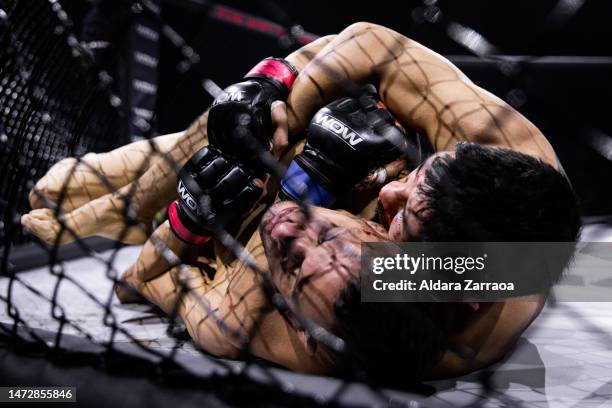 Alvaro Ugendo and Juan "El Chapo" Izquierdo fight during the Mixed Martial Arts competition "WOW 8. El Camino del Guerrero" at Palacio de Vistalegre...