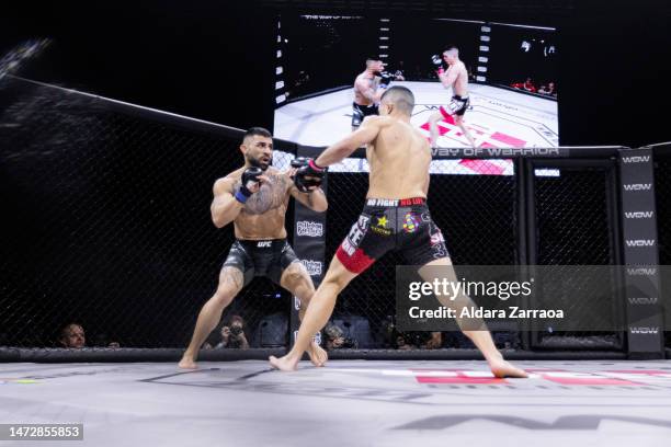 Richard "La Pantera" Jacome and Ernesto "El Potro" Schisano fight during the Mixed Martial Arts competition "WOW 8. El Camino del Guerrero" at...