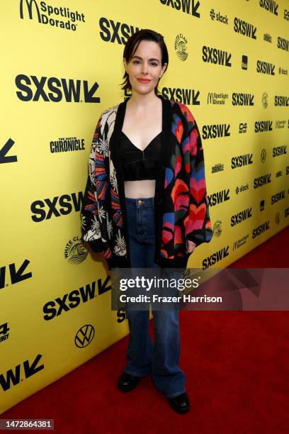 Emily Hampshire attends the "Self Reliance" screening during the 2023 SXSW Conference and Festivals at The Paramount Theater on March 11, 2023 in...