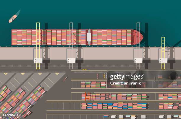 seaport - container port stock illustrations