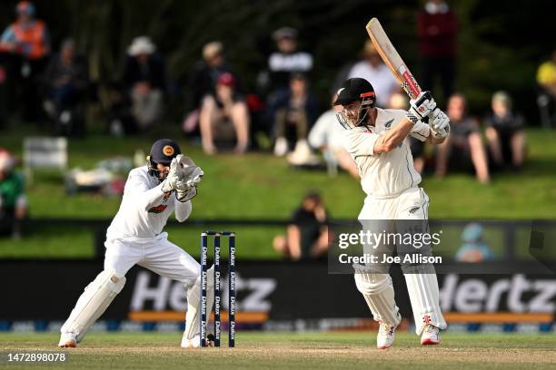 Kane Williamson of New Zealand bats during day four of the First Test match in the series between New Zealand and Sri Lanka at Hagley Oval on March...