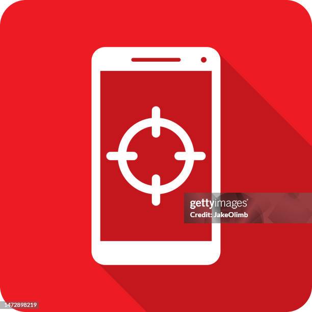 stockillustraties, clipart, cartoons en iconen met shooter target smartphone icon silhouette - facebook killer