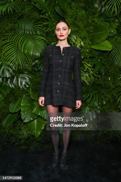 Phoebe Tonkin, wearing CHANEL attends the CHANEL and Charles Finch Pre-Oscar Awards Dinner on March 11, 2023 in Beverly Hills, California.