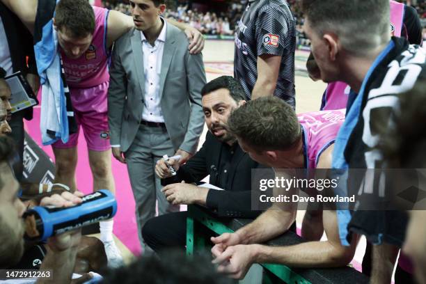 Head coach of the Breakers Mody Maor during a time out during game four of the NBL Grand Final series between Sydney Kings and New Zealand Breakers...