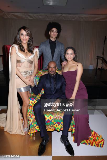 Nicole Ari Parker, Boris Kodjoe, Nicolas Kodjoe and Sophie Kodjoe attend Boris Kodjoe's 50th Birthday Party at Hotel Bel-Air on March 11, 2023 in Los...