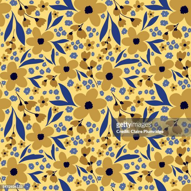 pretty seamless repeating floral pattern - newbury england stock pictures, royalty-free photos & images