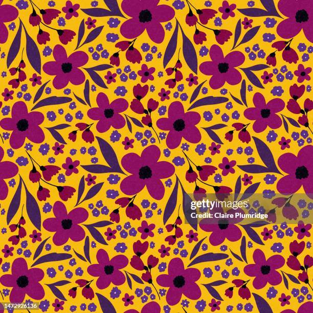 pretty seamless repeating floral pattern - newbury england stock pictures, royalty-free photos & images