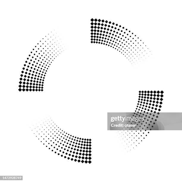 four fading quarter circle sections made of duotone dots - 25 cents stock illustrations