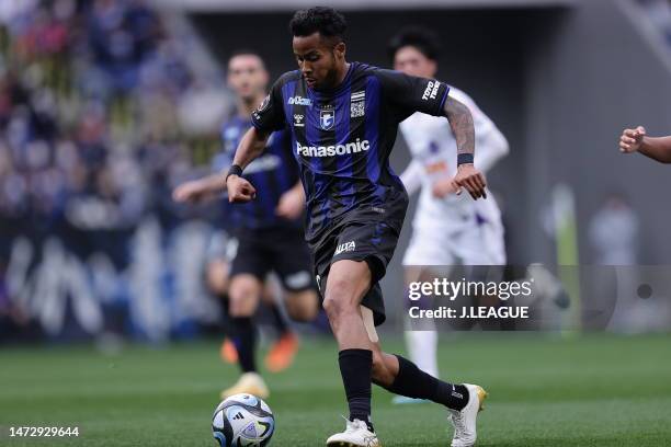 Musashi SUZUKI of Gamba Osaka in action during the J.LEAGUE Meiji Yasuda J1 4th Sec. Match between Gamba Osaka and Sanfrecce Hiroshima at Panasonic...