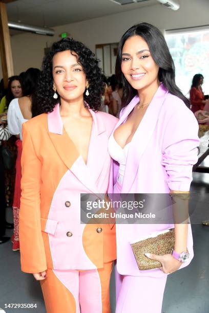 Anoushka Shankar and Esha Gupta attend the Celebrating South Asian Women In Media And Entertainment at Top Pics Studio on March 11, 2023 in Los...