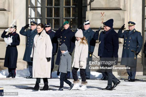 Crown Princess Victoria of Sweden, Princess Estelle of Sweden, Prince Oscar of Sweden and Prince Daniel of Sweden attend the Crown Princess' Name Day...