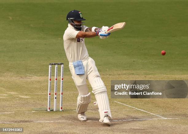 Virat Kohli of India bats during day four of the Fourth Test match in the series between India and Australia at Narendra Modi Stadium on March 12,...