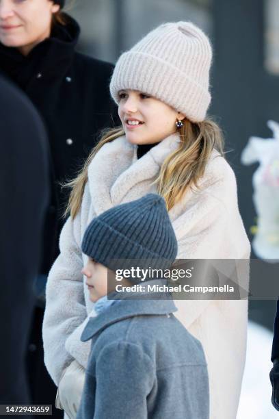 Princess Estelle of Sweden, and Prince Oscar of Sweden attend the Crown Princess' Name Day 2023 on March 12, 2023 in Stockholm, Sweden.