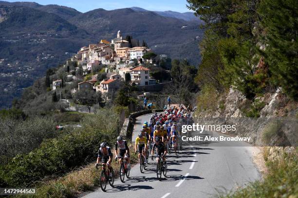 Tadej Pogacar of Slovenia and UAE Team Emirates - Yellow Leader Jersey and a general view of the peloton competing during the 81st Paris - Nice 2023,...