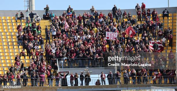Supporters of Torino before the Serie A match between US Lecce and Torino FC at Stadio Via del Mare on March 12, 2023 in Lecce, Italy.