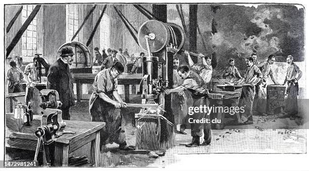 steam chamber in a forge - blacksmith shop stock illustrations