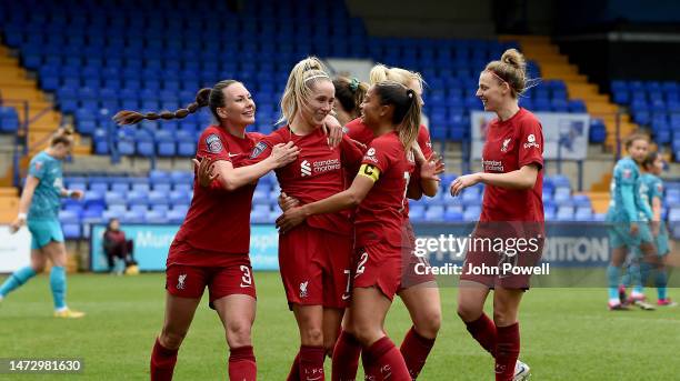 Missy Bo Kearns of Liverpool Women celebrates after scoring the second goal during the FA Women's Super League match between Liverpool and Tottenham...
