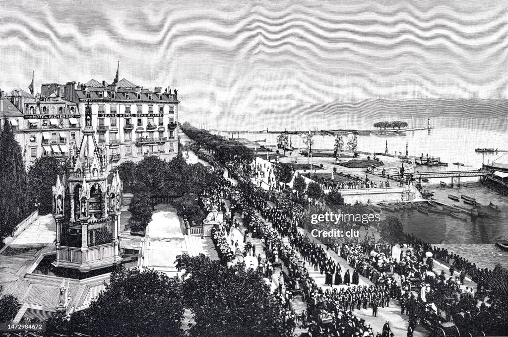 Mourning for Empress Elisabeth of Austria in Geneva on 12.9.1898