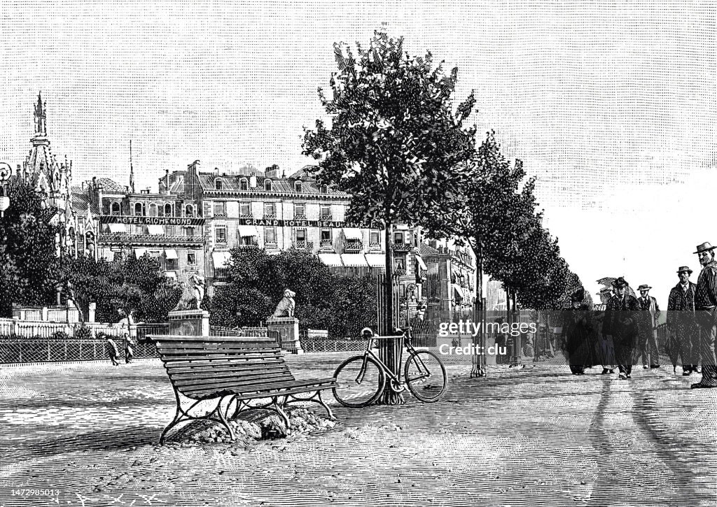 Hotel Beau Rivage, Geneva, place behind the bike where Empress Elisabeth of Austria collapsed