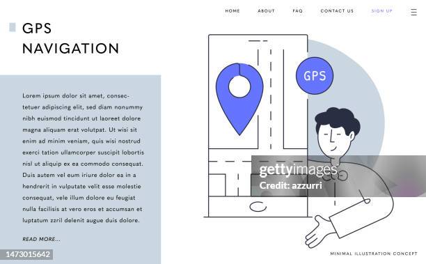 landing page, webbanner-design für gps-navigationskonzept. - car display background stock-grafiken, -clipart, -cartoons und -symbole