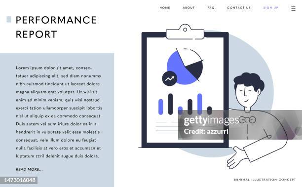 landing page, web banner design for performance report concept. - performance review stock illustrations