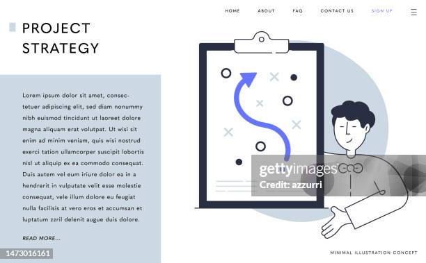 ilustrações, clipart, desenhos animados e ícones de landing page, web banner design para conceito de estratégia de projeto. - gestor de projetos