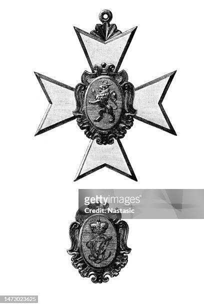 ilustrações, clipart, desenhos animados e ícones de schwarzburg - cruz de honra de sondershausen de 1ª classe. - coroa enfeites para a cabeça
