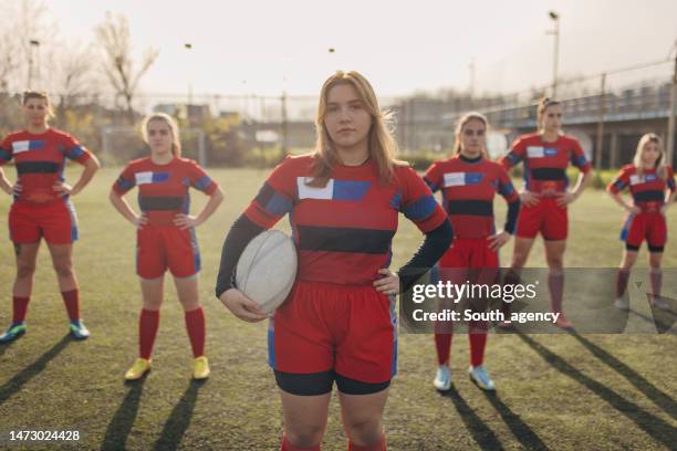 female rugby team - rugby sport 個照片及圖片檔