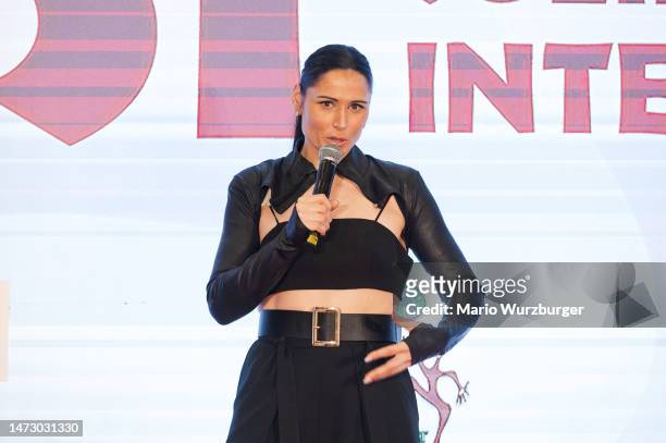 Spanish singer Rosa López attends the "Sopar Solidari" Awards photocall at Hotel Sofia on March 10, 2023 in Barcelona, Spain.