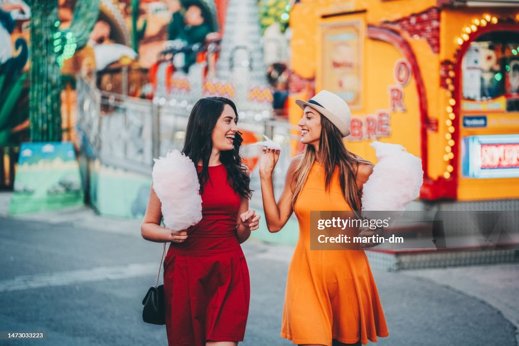 Happy women at the amusement park