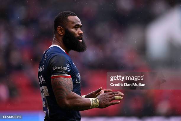 Semi Radradra of Bristol Bears looks on during the Gallagher Premiership Rugby match between Bristol Bears and Harlequins at Ashton Gate on March 12,...