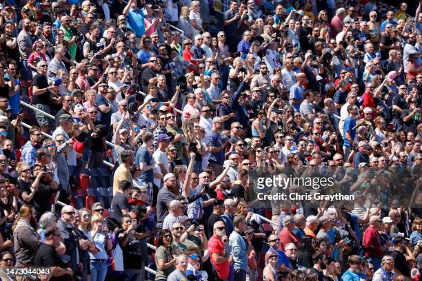 General view of NASCAR fans in the grandstands during the NASCAR Cup Series United Rentals Work United 500 at Phoenix Raceway on March 12, 2023 in...