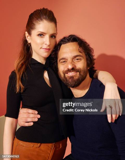 Anna Kendrick and Jake Johnson visit the IMDb Portrait Studio at SXSW 2023 on March 12, 2023 in Austin, Texas.