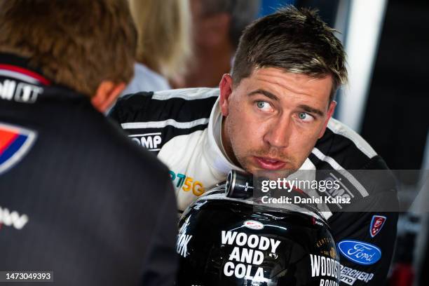 Chaz Mostert driver of the Mobil1 Optus Racing Ford Mustang during round 1, part of the 2023 Supercars Championship Series on March 12, 2023 in...