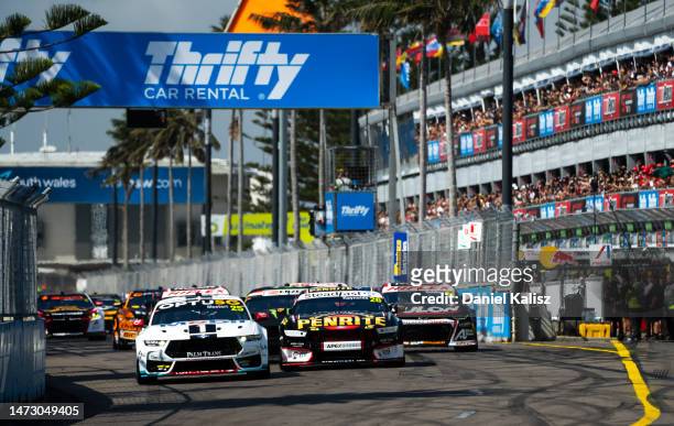 Chaz Mostert driver of the Mobil1 Optus Racing Ford Mustang during round 1, part of the 2023 Supercars Championship Series on March 12, 2023 in...