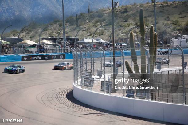 General view of racing during the NASCAR Cup Series United Rentals Work United 500 at Phoenix Raceway on March 12, 2023 in Avondale, Arizona.