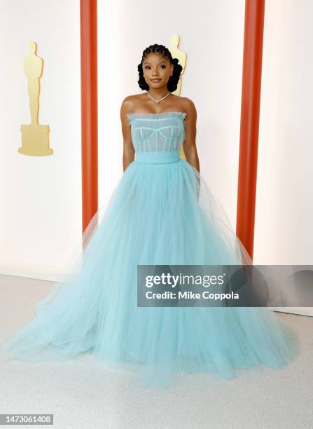 Halle Bailey attends the 95th Annual Academy Awards on March 12, 2023 in Hollywood, California.