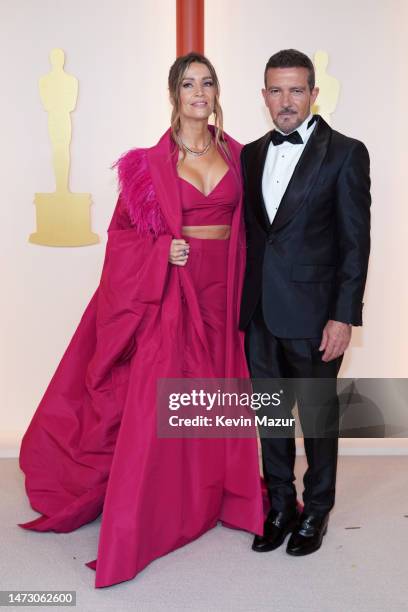 Nicole Kimpel and Antonio Banderas attend the 95th Annual Academy Awards on March 12, 2023 in Hollywood, California.