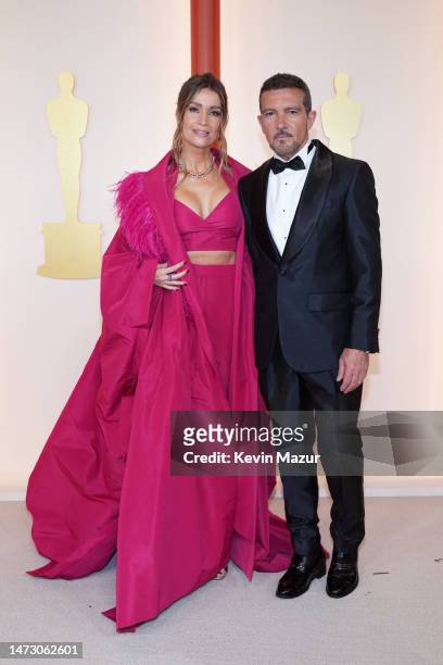Nicole Kimpel and Antonio Banderas attend the 95th Annual Academy Awards on March 12, 2023 in Hollywood, California.