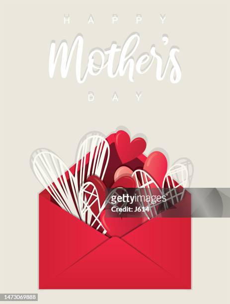 love envelope - mothers day text art stock illustrations