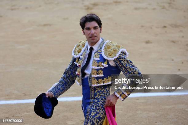 Cayetano Rivera fights in the bullring of Valencia where he has fought in the Feria de Fallas, on March 12 in Valencia, Spain.