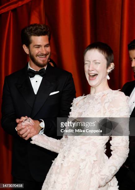 Andrew Garfield and Andrea Riseborough attend the 95th Annual Academy Awards on March 12, 2023 in Hollywood, California.