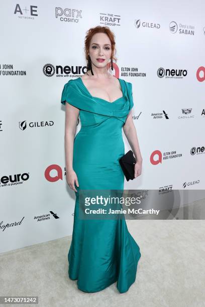 Christina Hendricks attends the Elton John AIDS Foundation's 31st Annual Academy Awards Viewing Party on March 12, 2023 in West Hollywood, California.