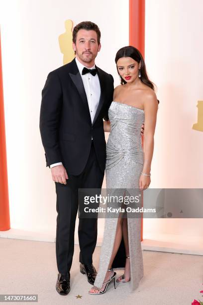 Miles Teller and Keleigh Sperry Teller attend the 95th Annual Academy Awards on March 12, 2023 in Hollywood, California.