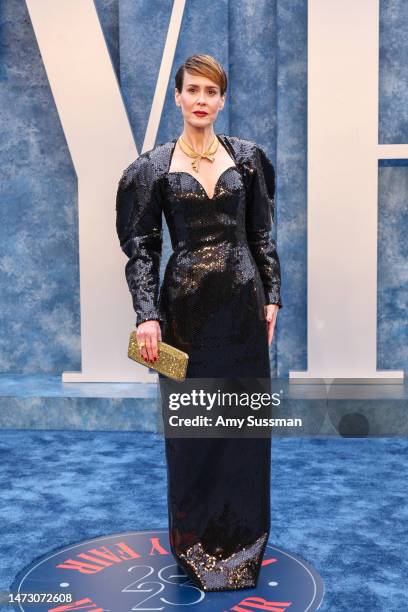 Sarah Paulson attends the 2023 Vanity Fair Oscar Party Hosted By Radhika Jones at Wallis Annenberg Center for the Performing Arts on March 12, 2023...