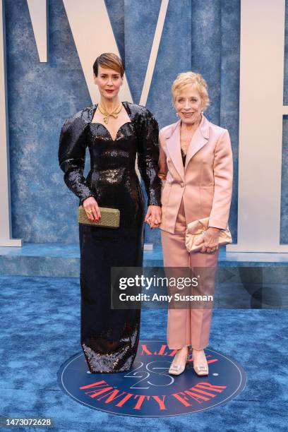 Sarah Paulson and Holland Taylor attend the 2023 Vanity Fair Oscar Party Hosted By Radhika Jones at Wallis Annenberg Center for the Performing Arts...