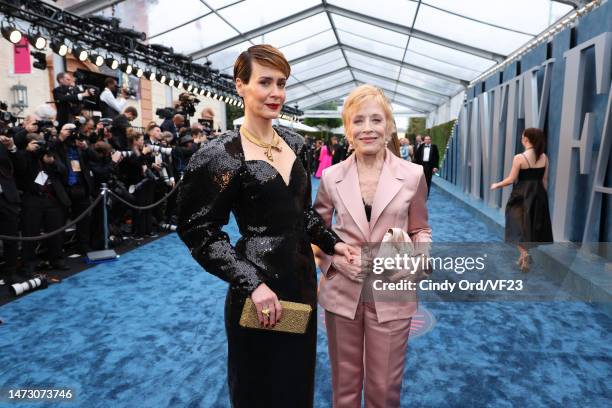 Sarah Paulson and Holland Taylor attend the 2023 Vanity Fair Oscar Party Hosted By Radhika Jones at Wallis Annenberg Center for the Performing Arts...