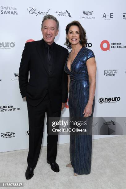 Tim Allen and Jane Allen attend the Elton John AIDS Foundation's 31st Annual Academy Awards Viewing Party on March 12, 2023 in West Hollywood,...
