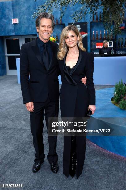 Kevin Bacon and Kyra Sedgwick attend the 2023 Vanity Fair Oscar Party Hosted By Radhika Jones at Wallis Annenberg Center for the Performing Arts on...